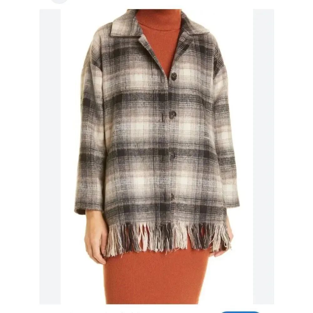 Toccin Oversized Shirt Jacket Plaid Wool Blend Women's Size Small